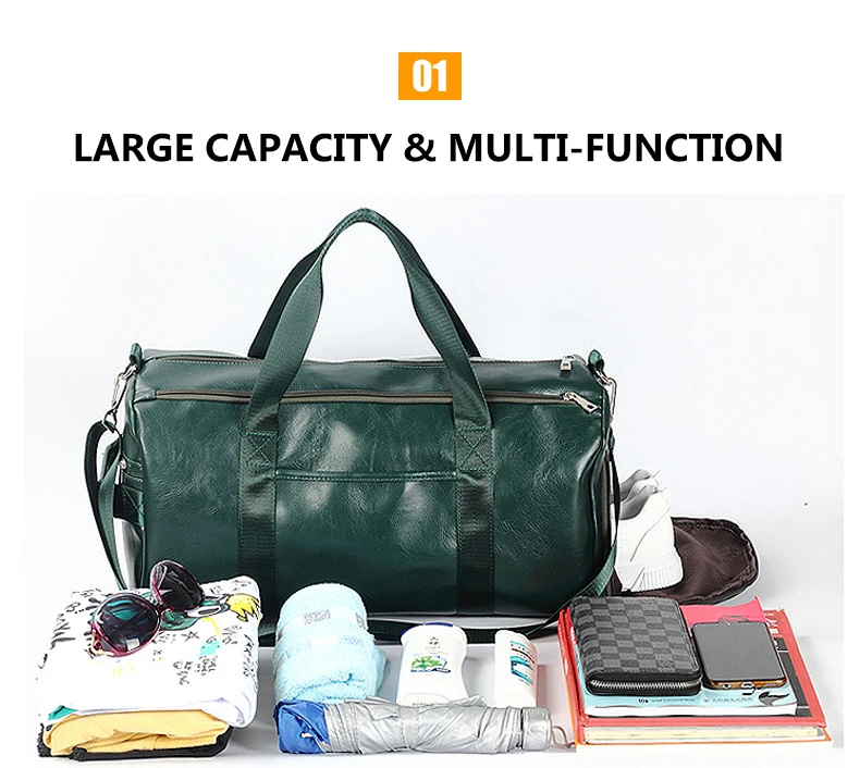 Gym Bag Leather Duffle Shoulder Bags Shoe Compartment Waterproof Outdoor Travel Large Capacity Sport Fitness Handbag  X163D