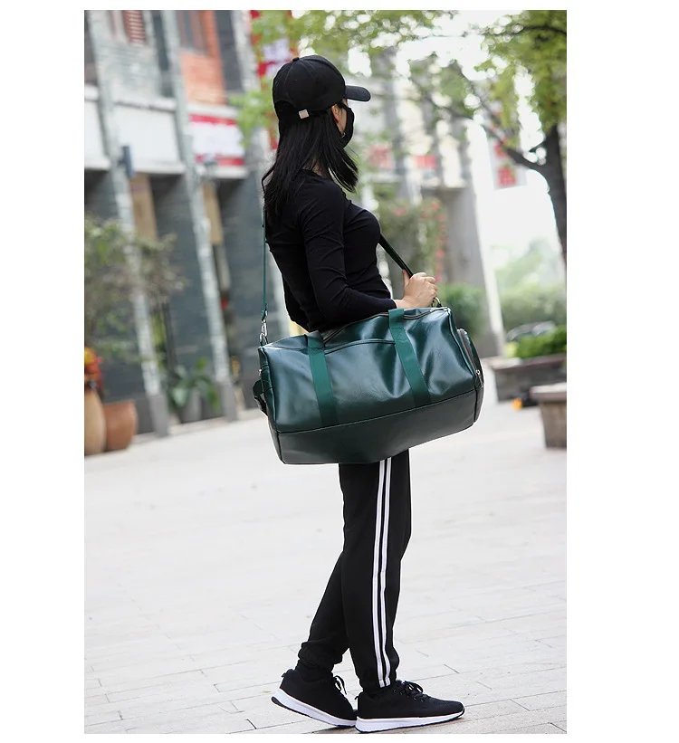 Gym Bag Leather Duffle Shoulder Bags Shoe Compartment Waterproof Outdoor Travel Large Capacity Sport Fitness Handbag  X163D