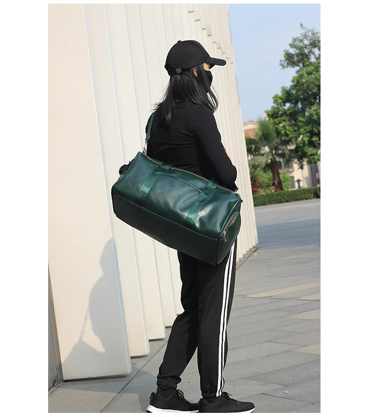 Gym Bag Leather Duffle Shoulder Bags Shoe Compartment Waterproof Outdoor Travel Large Capacity Sport Fitness Handbag  X163D