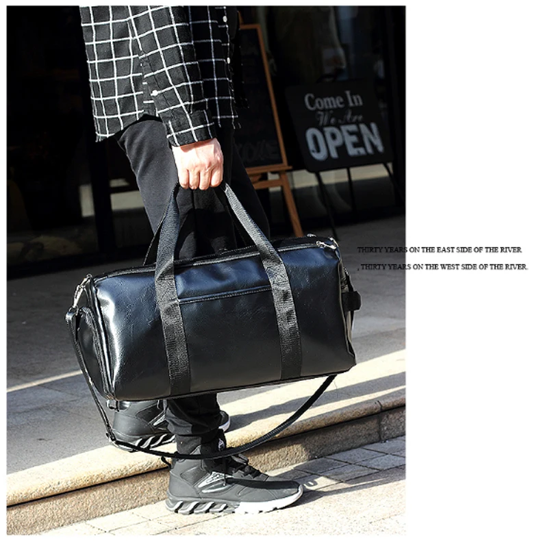 Gym Bag Leather Duffle Shoulder Bags Shoe Compartment Waterproof Outdoor Travel Large Capacity Sport Fitness Handbag  X163D