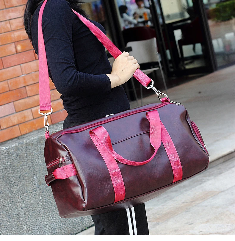 Gym Bag Leather Duffle Shoulder Bags Shoe Compartment Waterproof Outdoor Travel Large Capacity Sport Fitness Handbag  X163D