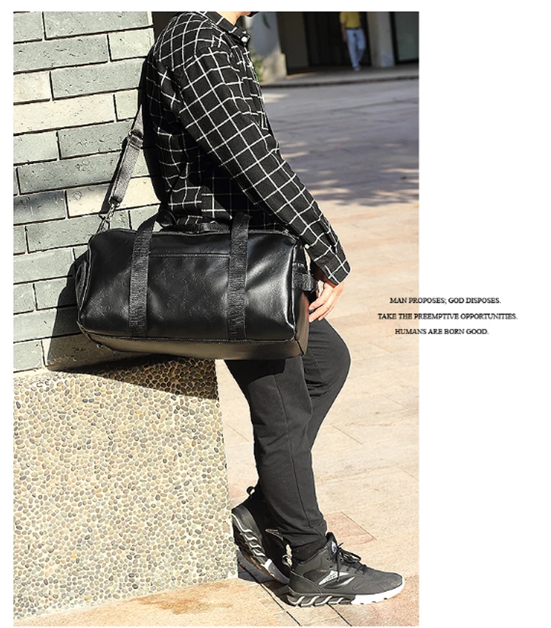 Gym Bag Leather Duffle Shoulder Bags Shoe Compartment Waterproof Outdoor Travel Large Capacity Sport Fitness Handbag  X163D