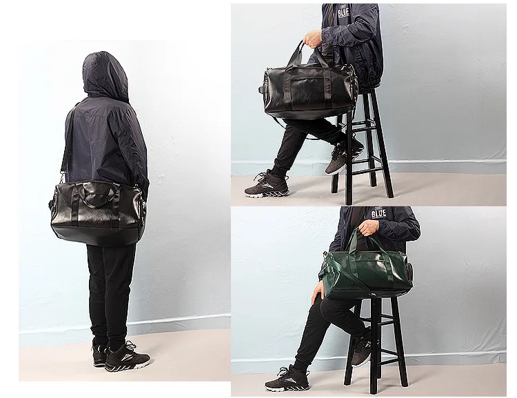 Gym Bag Leather Duffle Shoulder Bags Shoe Compartment Waterproof Outdoor Travel Large Capacity Sport Fitness Handbag  X163D